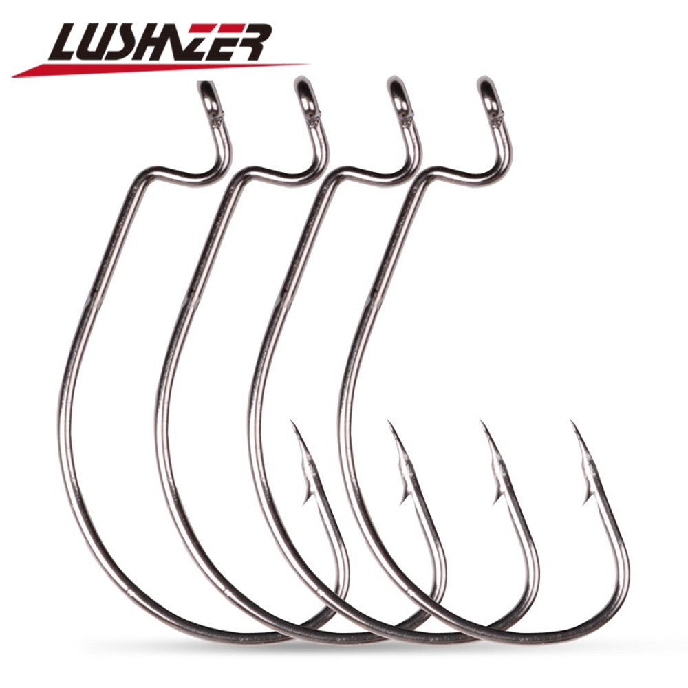 Fishing Hook Offset - LUSHAZER 10 قطعة/الوحدة الكربون الصلب الصيد